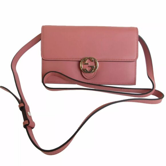 GUCCI Interlocking GCrossbody Shoulder Bag Wallet bag pink beige - Picture 1 of 12